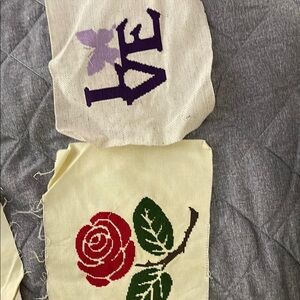 Embroidered Fabric Patches with Love and Rose Design